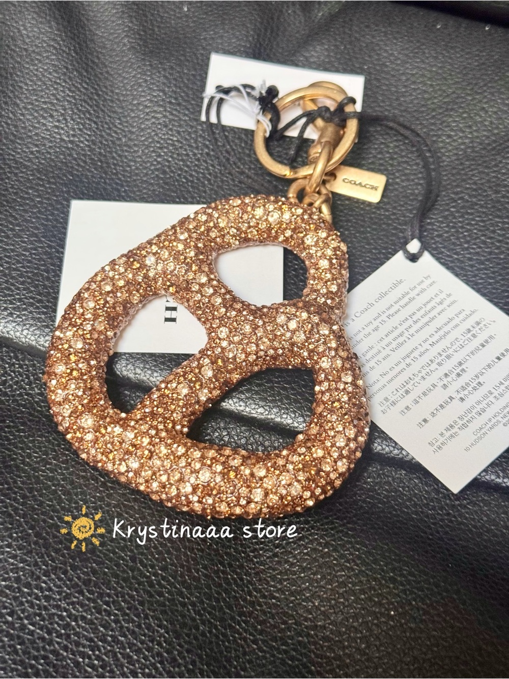 NWT Coach Large Crystal Pretzel Bag Charm CCY89 Fast Shipping! - Picture 7 of 9